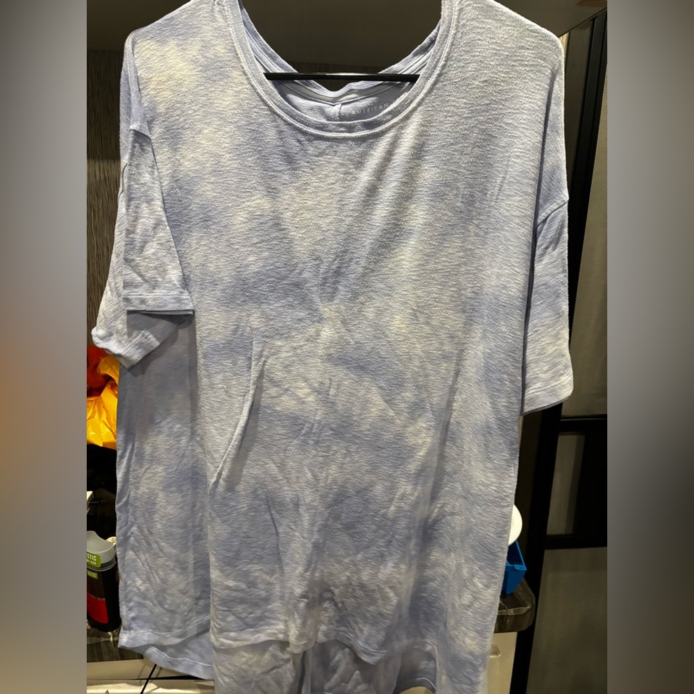 American Eagle Outfitters Light Blue Tie-Dye Tee